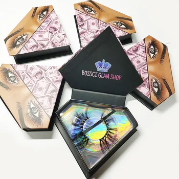 

Hot Sell Pind Dollar Diamond Mink Eyelash Case Customized Packaging Service Wholesale 50PCS Free Transparent Lash Tray