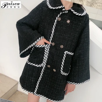 

New Cape wool coat women s autumn winter celebrity small fragrant tweed coat medium length British temperament