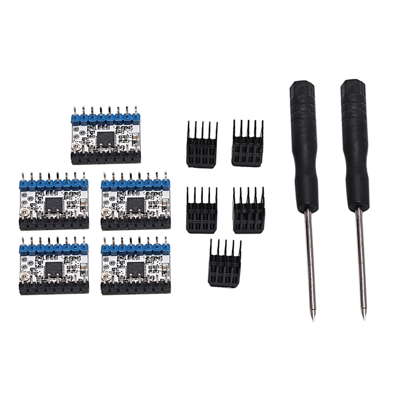 Top-Single Axis Stepper Motor Kit 5 Pieces TMC2208 Stepper Motor Driver+ 5 Pieces Cooler+ 2 Pieces Phillips Screwdrivers, for