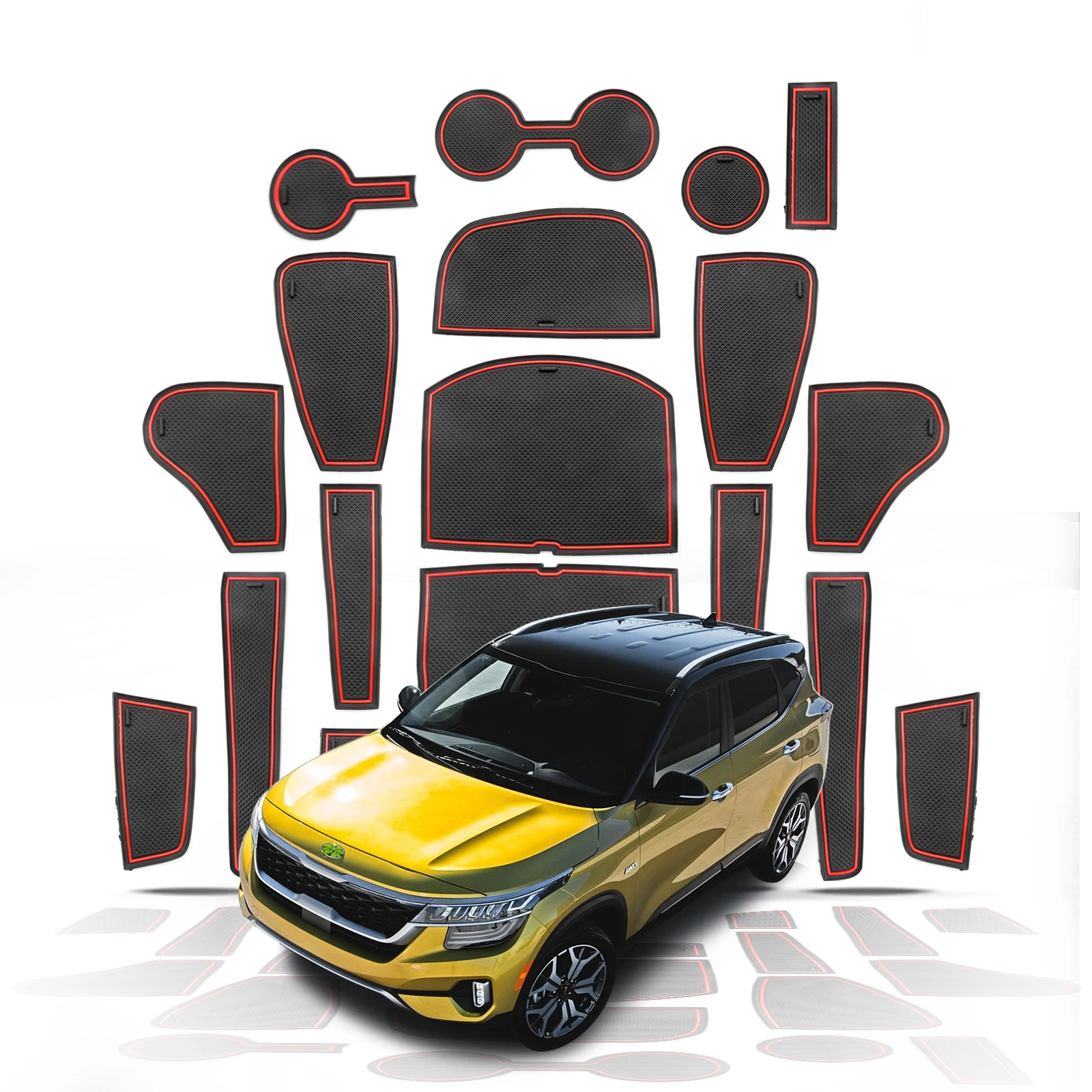 RUIYA Car Door Groove Mat For Seltos 2021 2022 / Celltos 2020 2021 2022 Anti-Slip Gate Slot Pad Auto Interior Seltos Accessories images - 6