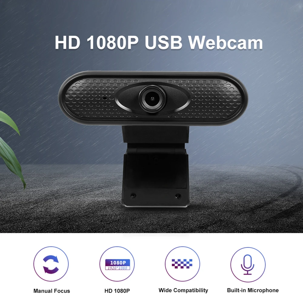 

Mini Webcam Full HD 1080P Web Camera with Built-in Microphone Clip-on Digital Video Webcamera for Online Teaching Live Broadcast