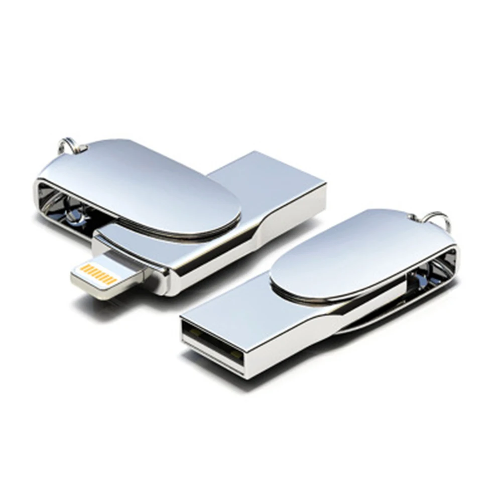 Флеш-диск USB 2,0 2в1 телефон компьютер u-диск портативный 32 Гб 64 Гб карта памяти флэш-диск совместим с iPhone iPad PC-серебро