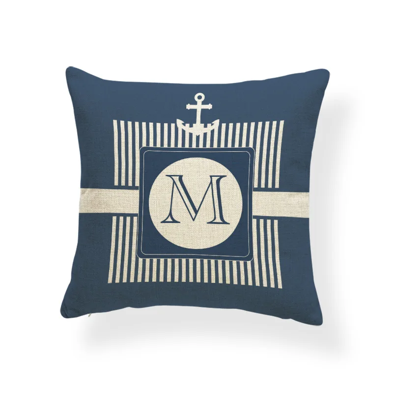 Чехол для подушки с изображением морского голубого компаса, якоря, морской корабль, декоративная наволочка, чехол Cojines Almofadas