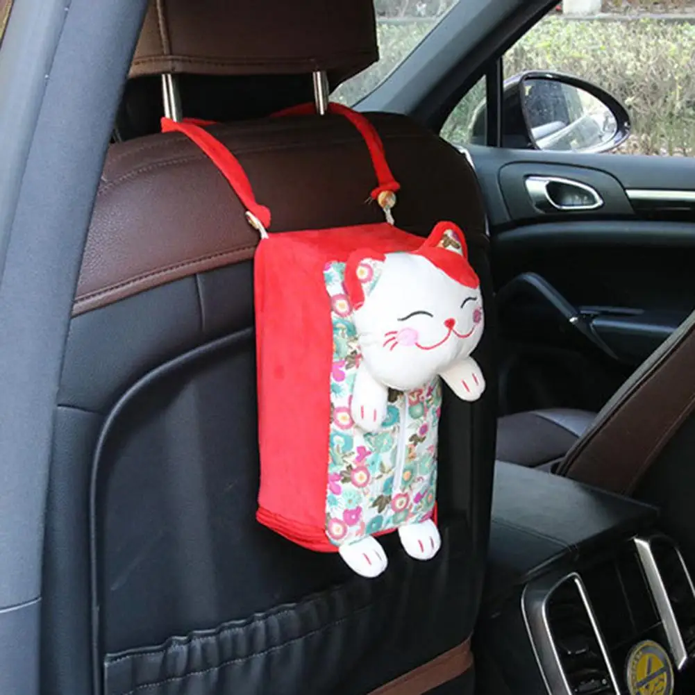 С изображением из мультфильма Lucky Cat подвесная коробка из ткани для автомобиля держатель ткани милые чехлы на коробки для салфеток Салфетка бумажное полотенце коробка держатель чехол для автомобиля Стайлинг