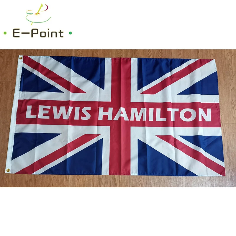 Lewis Hamilton on British Flag 2ft*3ft (60*90cm) 3ft*5ft (90*150cm) Size Christmas Decorations for Home Flag Banner Gifts