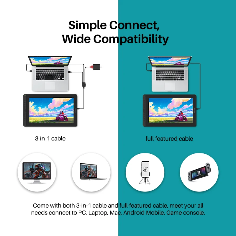 HUION New Arrival Kamvas 16(2021) Graphics Drawing Monitor Battery-free Digital Pen Tablet For Win/MAC And Android 120%s RGB 5