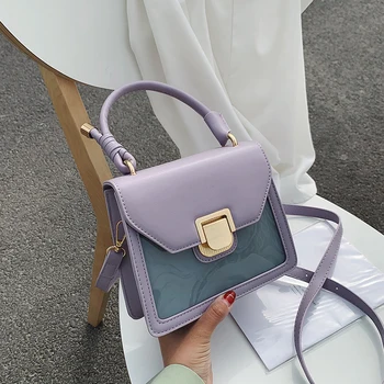 

Mini PU Leather Contrast Color Shoulder Messenger Bags Female Fashion Summer Travel Handbags Female Cute Totes