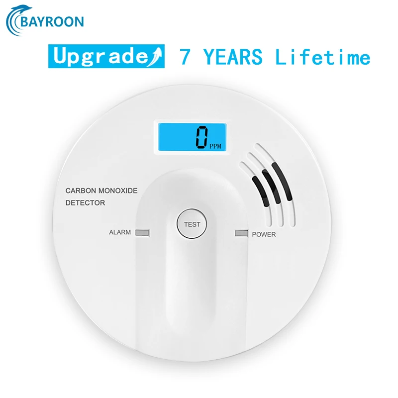 

Bayroon Upgrade 7 Yeas Lifetime Guarantee Co Sensor Carbon Monoxide Detector High Sensitive Gas Sensor LCD 85db Warning Alarm