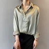 Autumn Fashion Button Up Satin Silk Shirt Vintage Blouse Women White Lady Long Sleeves Female Loose Street Shirts 11355 ► Photo 3/6