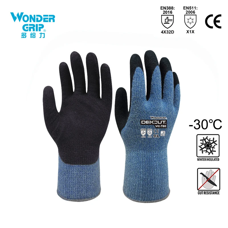 Guanti Wonder Grip WG-338 Thermo Plus – Impermeabili E Resistenti Al Freddo, Taglia L/09 – Doppio Rivestimento Lattice Su Base Acrilica