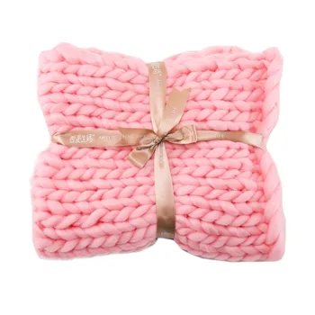 

Soft Acrylic Chunky Knitted Blanket Hand Weaving Photography Props Blankets 2020 Soft Knitting Blankets Spring Autumn