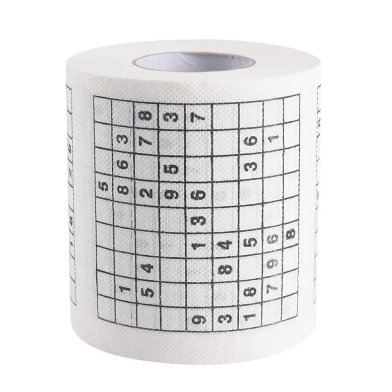Hot 1 Roll 2 Ply Novelty Funny Number Sudoku Printed WC Bath Funny Soft Toilet Paper Tissue Wood Pulp 300 Bathroom Supplies Gift