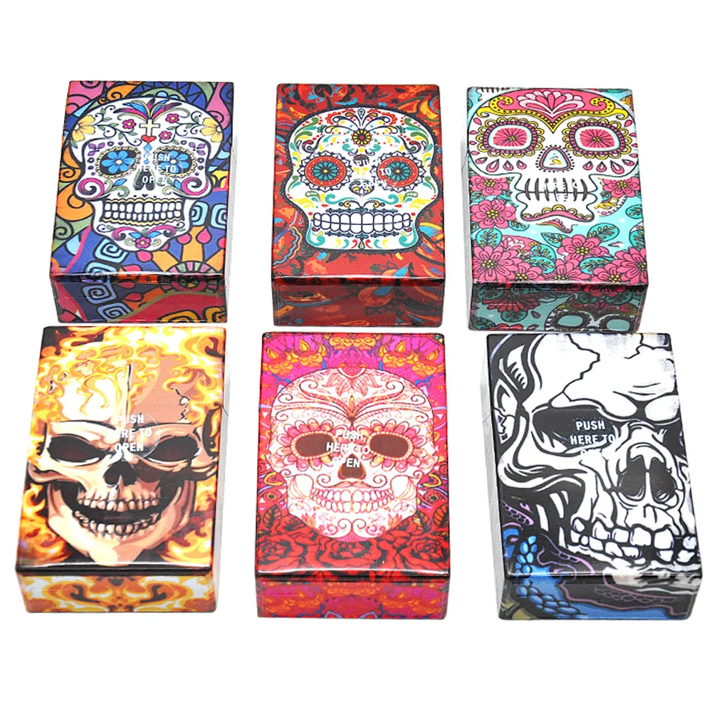 

Skull Plastic Soft Portable Cigarette Tobacco Cases For 20 Cigarette Men Women Gift Lighters Tobacco Box For Herb Storage Jar