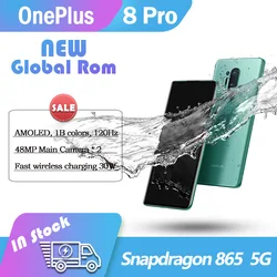 OnePlus – SmartPhone 8 Pro, Rom Global 5G, Snapdragon, écran fluide 6.78 pouces 120Hz, 865 8 go 128 go, 30W charge sans fil, NFC grand téléphone 