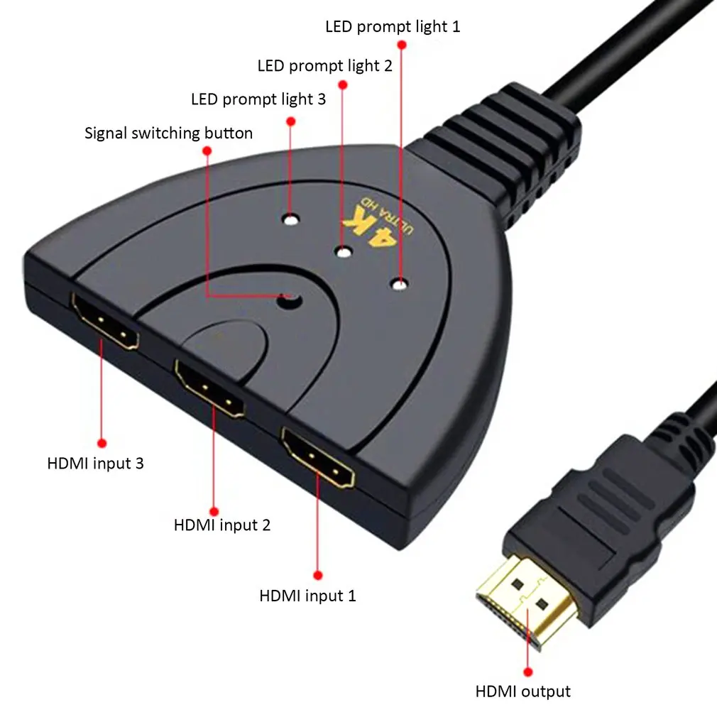 3-портовый кабель-разветвитель HDMI 4K коммутатор адаптер для HDTV для PS4 Для Xbox 3x1 переключатель сплиттер