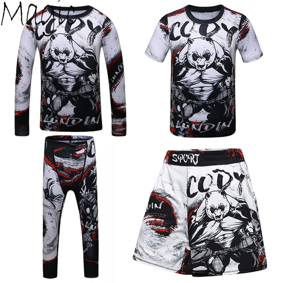 sports apparel Jiu Jusit Rashguard T-shirt Pants Sets Kids Bjj Boxing Muay Thai Shorts MMA Rash guard For Children MMA Compression Tracksuits