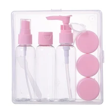 6Pc/Set Reusable Travel Mini Shampoo Makeup Bottles Set Cosmetics Bottles Plastic Pressing Spray Bottle