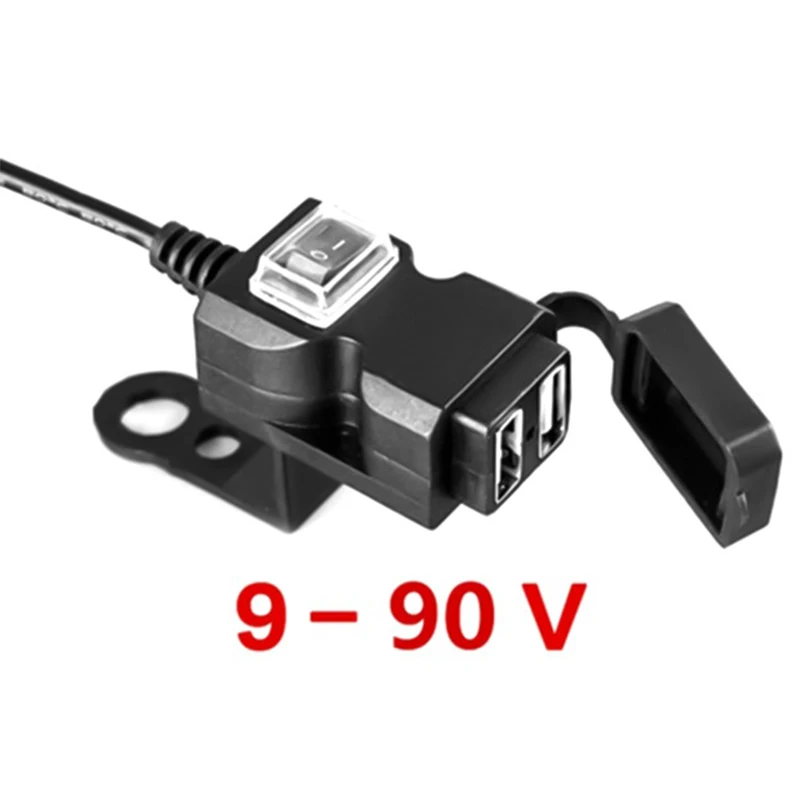 Двойной USB порт водонепроницаемый мотоцикл зарядное устройство на Руль адаптер быстрое изменение питания Разъем для телефона gps MP4 iphone samsung - Цвет: 90V