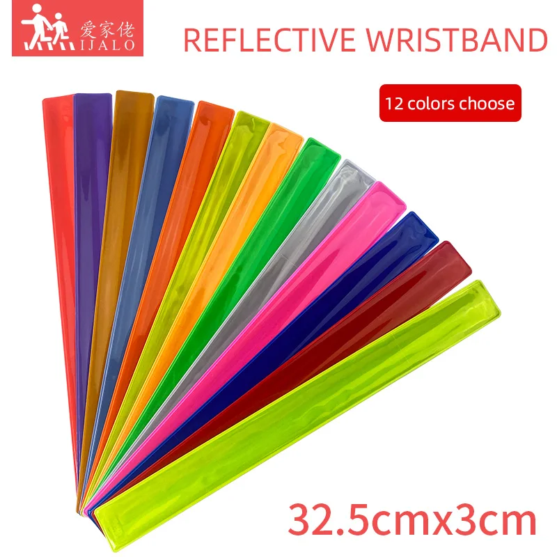 32cm reflectante bofetada banda reflectante pvc pulsera banda slap para correr montar en bicicleta de visibilidad