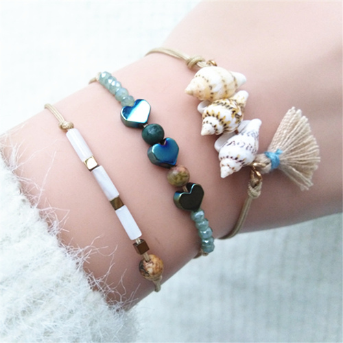 Crystal Bowknot Girl Shell Beads Anklets Fashion Summer Beach Bow Jewelry Charm Bracelets For Women Female Jewelry Gift