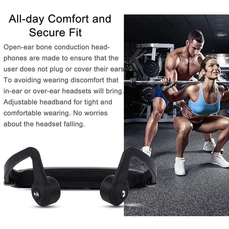 Bone Conduction Headphones Wireless Bluetooth Headset Sport Gym Waterproof Earphones Built in Mic for iPhone X 8 8plus 7 7plus