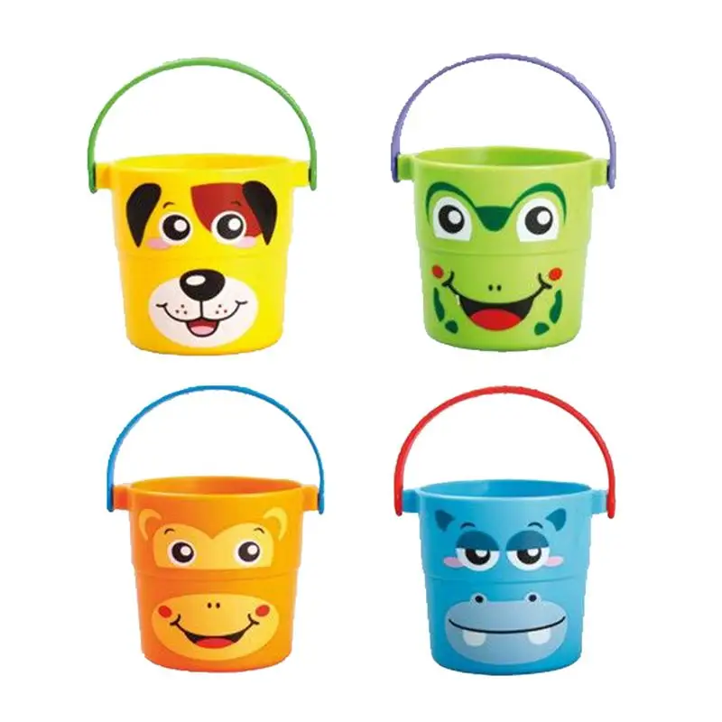 4pcs Baby Animal Shape Bath Toys Stack and Pour Buckets Bathtime Toys