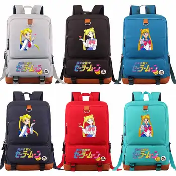 

Cartoon Kawaii Sailor Moon Luna Cat Boy Girl Book School bag Women Bagpack Teenagers Schoolbags Men Student Patchwork Backpack