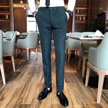 Хорошие новейшие мужские модные темно-клетчатые бутиковые повседневные деловые брюки, мужские высококачественные брендовые облегающие повседневные брюки, мужские брюки