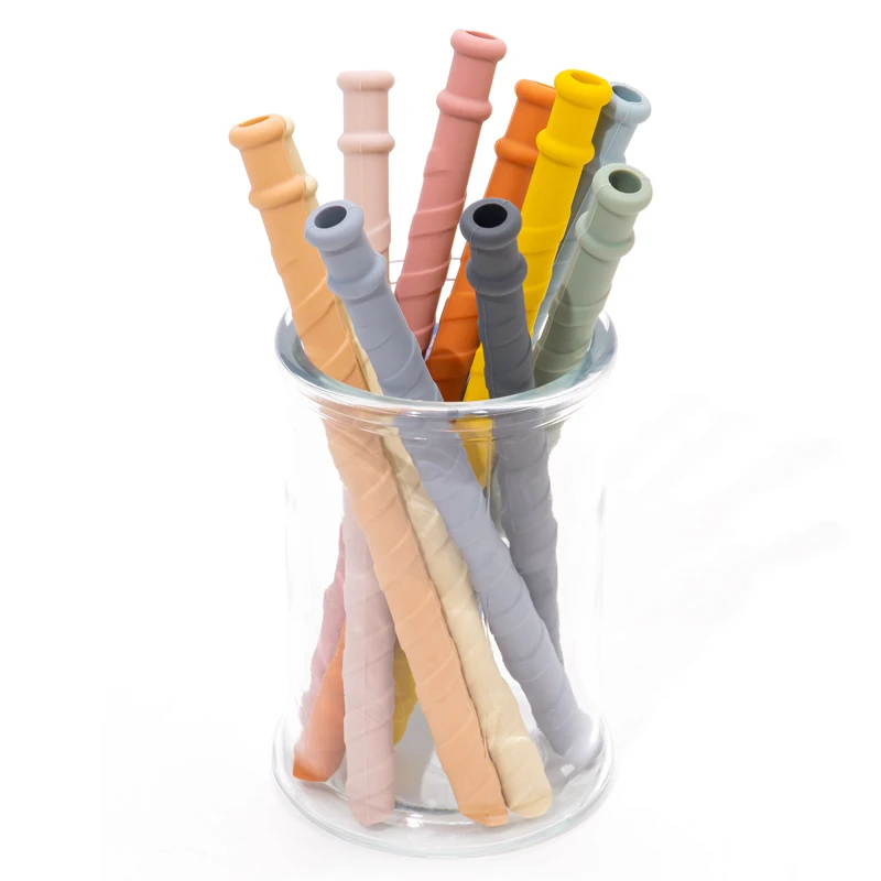 100% Food Safe Approve Silicone Soft Colorful Drinking Straws Long Flexible Milk Drinkwa Baby Cup Straw Newborn Boy Girl Supplies silicone drinking straws