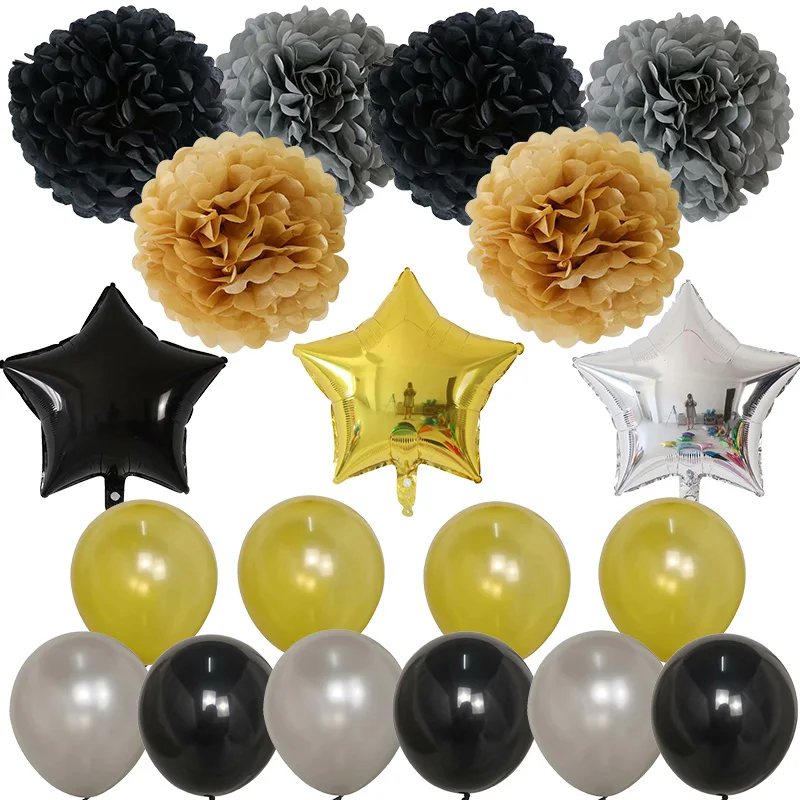 19 шт. воздушные шары на день рождения, черные, красные, золотые, со звездами, Letax, воздушные шары на день рождения, украшения для вечеринки, свадьбы, Детские воздушные шары для душа, поставки