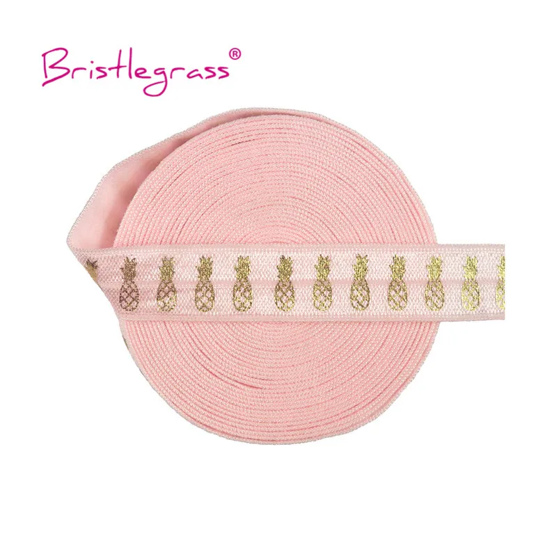 BRISTLEGRASS 5 ярдов 5/8 &quot15 мм золото ананас Фольга печати сложить над резинки FOE ленты