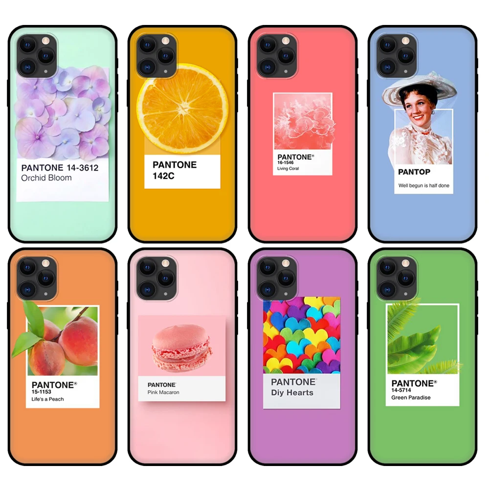 Черный чехол из ТПУ для iphone 5s se 6s 7 8 plus x 10 XR XS 11 pro MAX Пантон ярких цветов с фруктами
