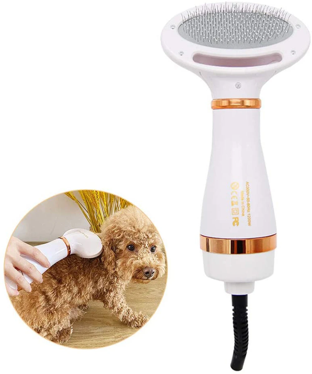 Pet Hair Dryer 2 in 1 Pet Grooming Hair Dryer with Slicker Brush for