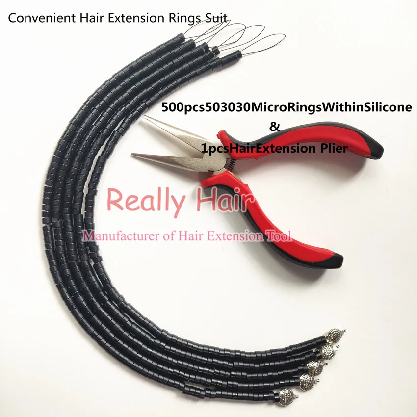 

Convenient Micro Rings 503030 within silicone Hair extension(without hook needle) NanoRings hair extension tool kits