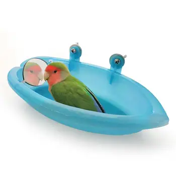 

Bird Bathtub With Bird Mirror Small Oval Bird Bathtub Pet Cage Accessories Parrot Bath Shower Bathing Supplies Standing Box
