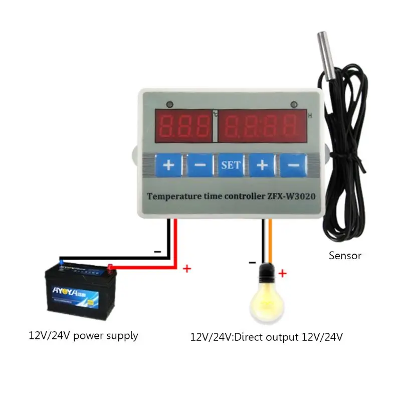 220 В/24 В/12 в регулятор температуры Термостат Регулятор с цифровой настройкой времени экран дисплей таймер переключатель с датчиком