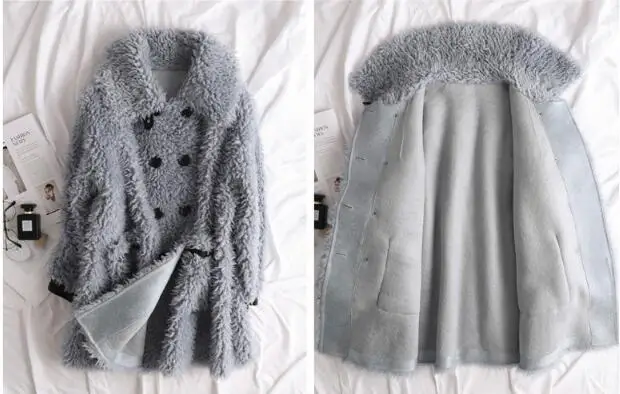 Real Fur Coat Female Wool Jacket Autumn Winter Coat Women Clothes Korean Vintage Sheep Shealring Tops ZT4242