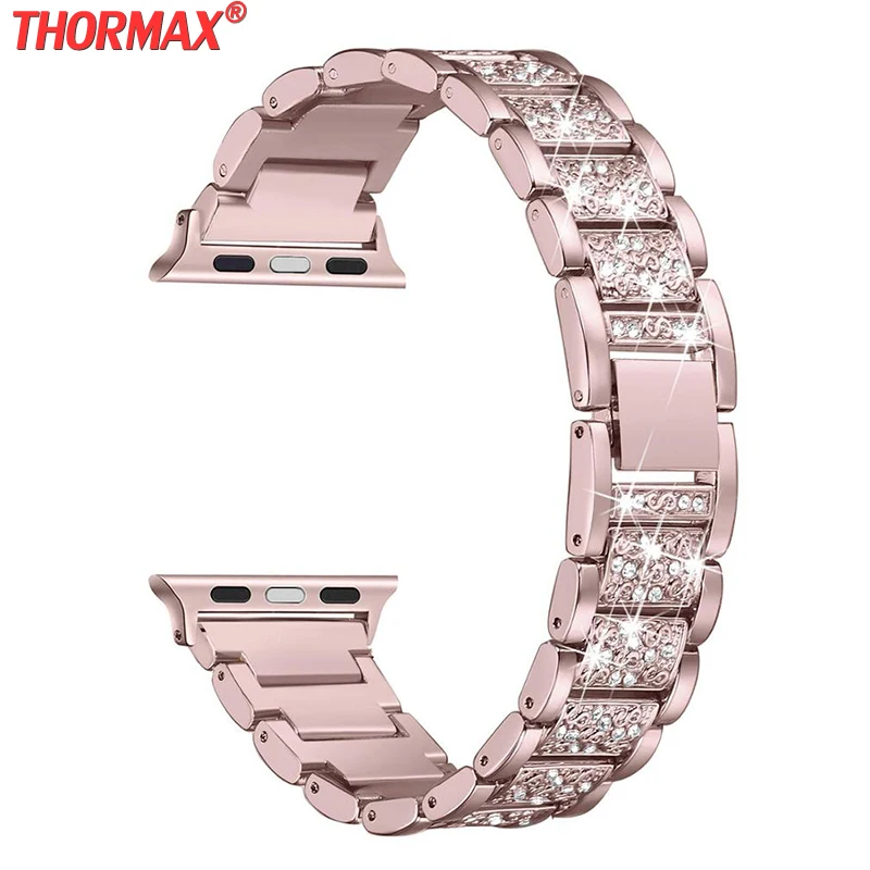 

Bling Bands Compatible Apple Watch Band 38mm 40mm Metal Replacement Wristband Compatible Iwatch Series 5 4 3 2 Rose Gold Dress i