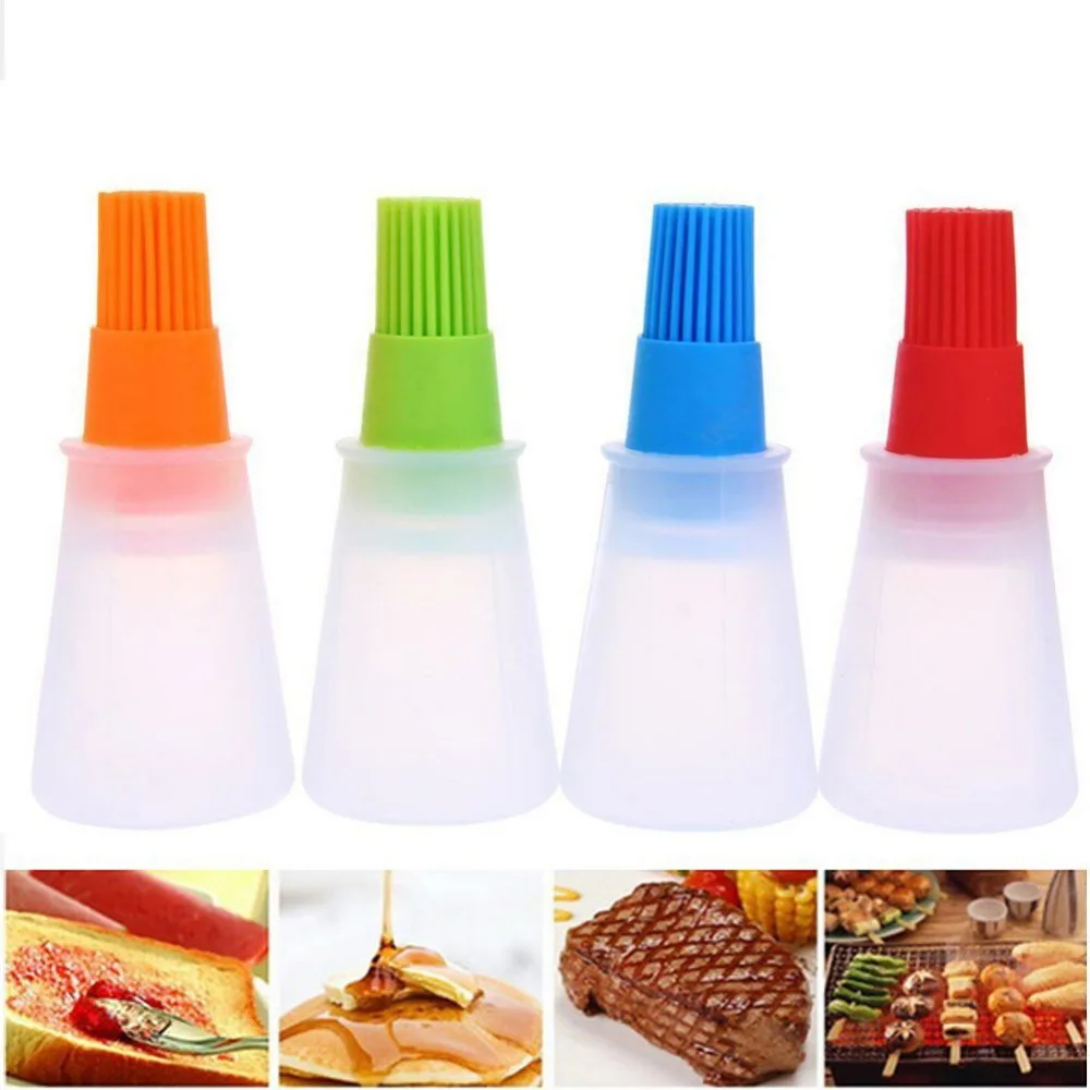 

Portable Silicone Oil Bottle With Brush Baking BBQ Basting Brush Pastry Oil Brush Kitchen Baking Honey Oil barbecue Tool Gadgets