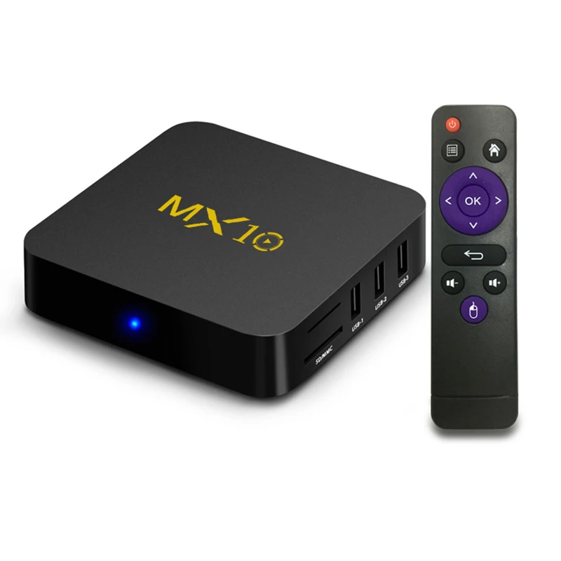 MX10 Smart TV BOX Android 9.0 Rockchip RK3328 DDR4 4GB Ram 64GB Rom IPTV Smart Set-top Box 4K USB 3.0 HDR H.265 Media Player Box