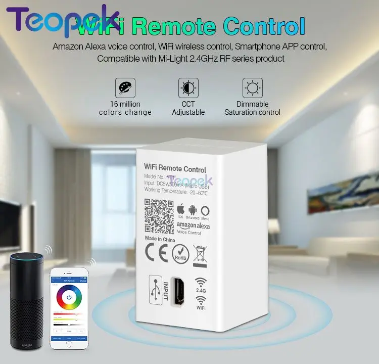 MiBoxer YT1 WiFi Голосовое управление Amazon Alexa Smart 4G IOS Android APP control ler DC5V для 2,4 ГГц RGB CCT RGBW светодиодный лента-лампа