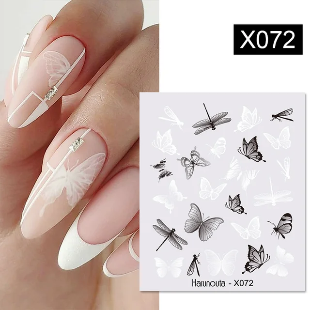 Harunouta Abstract Line Avocado Fruit Leopard Nail Water Sticker Decals Flower Leaves Slider Decoration For Autumn Nail Design X072