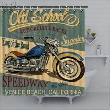 

Aplysia Vintage Classic Motorcycles Shower Curtain 3d Waterproof Eco-friendly Fabric Curtains Bathroom Decor With Hooks