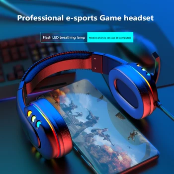 

AK47 Fashion Colorful Glow LED Light Computer Headphones Head-mounted Gaming Headset With Microphone Wired Stereo Bass Earphones