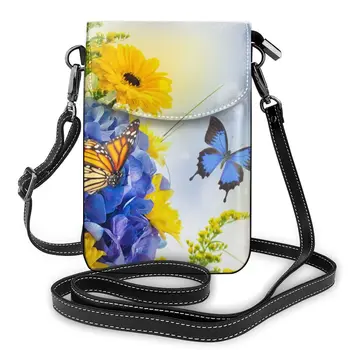 

OLN Blue Hydrangeas And Butterfly Fashion Card Holder Wallet 2020 New Female Wallets Women Zipper Strap Coin Purse