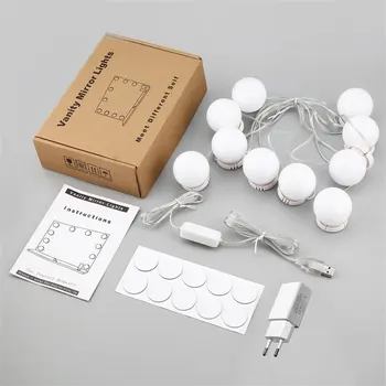 

Makeup Mirror Vanity LED Light Bulbs Kit USB Charging Port Cosmetic Lighted Make up Mirrors Bulb with UL Power US/EU/UK/AU Plug