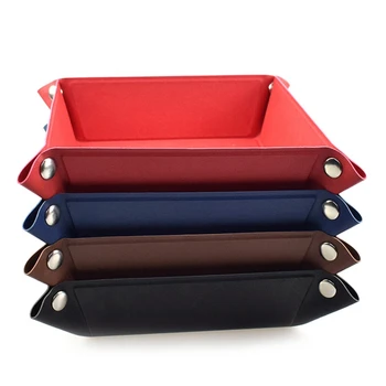 

4 Pieces of Tweezers Tray Tweezers Roll PU Leather Tweezers Stand Folding Tray for Table Games Dice Storage
