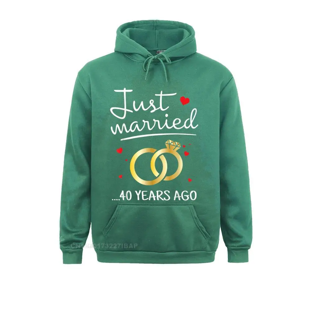 Just Married 40 Years Ago Funny Couple 40th Anniversary Gift Hoodie Sweatshirts For Men Custom Summer Fall Hoodies Funky Hoods