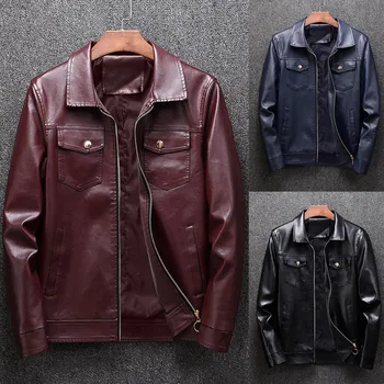 

Men Casual Turn-Down Collar Jacket Zipper Long Sleeve Coats Tops Blouses Clothing US Size Up to 3XL Hip Hop Slim Fit Pilot