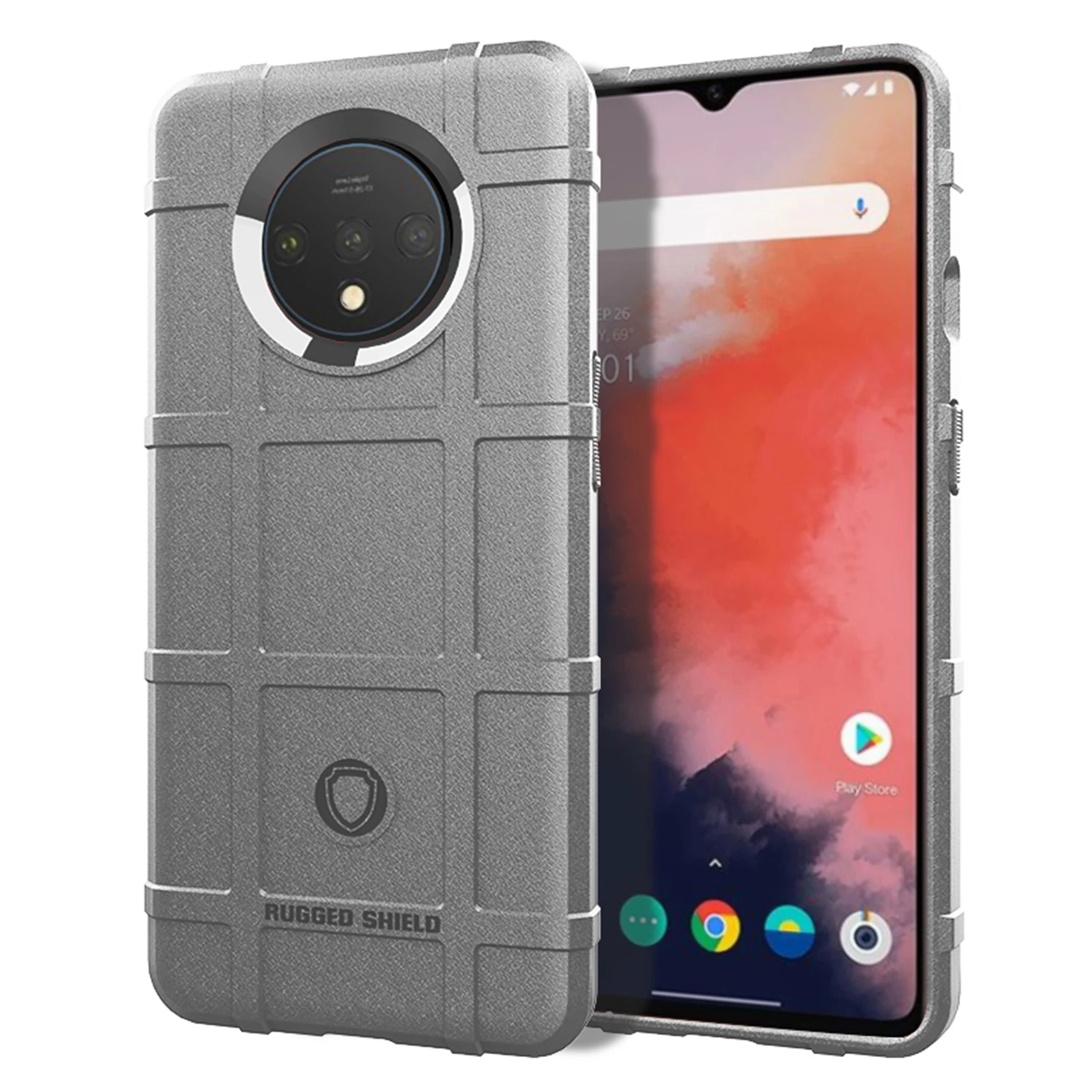 Armor Shock Absorption Shockproof Case For Oneplus One Plus 1+ 7T Anti Scratch Carbon Fiber Design Phone Case For Oneplus7T Case - Цвет: Серый